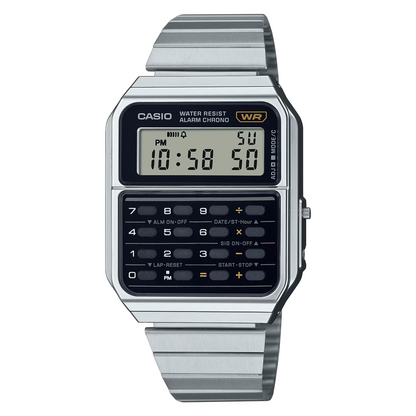 Reloj Digital Calculadora Vintage Plateado de unisex