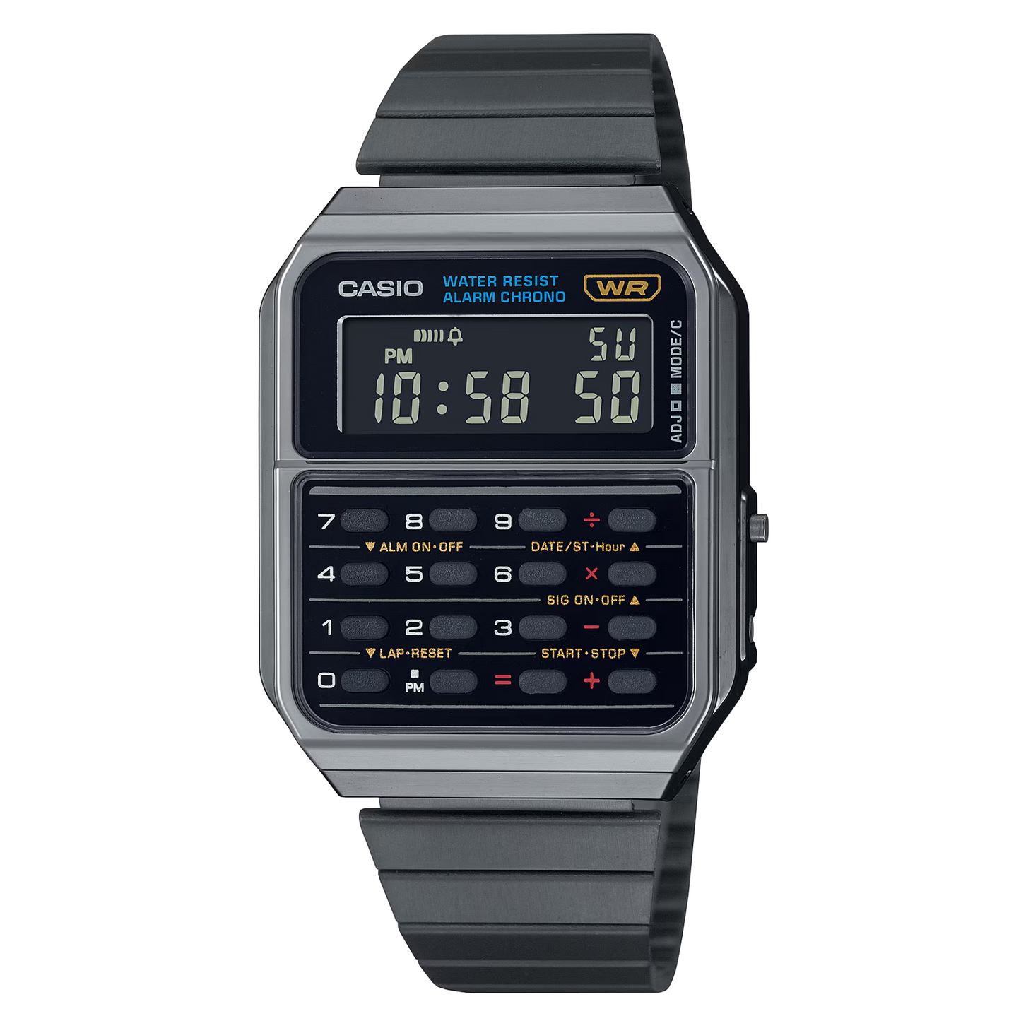 Reloj Digital Calculadora Gunmetal Vintage Negro de unisex