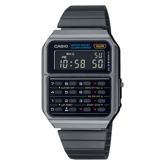 Reloj Digital Calculadora Gunmetal Vintage Negro de unisex