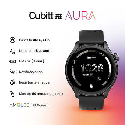 Reloj Digital Smartwatch Aura Negro Sport Unisex