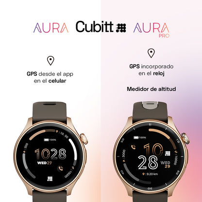 Reloj Digital Smartwatch Aura Dorado y Moca Sport Unisex