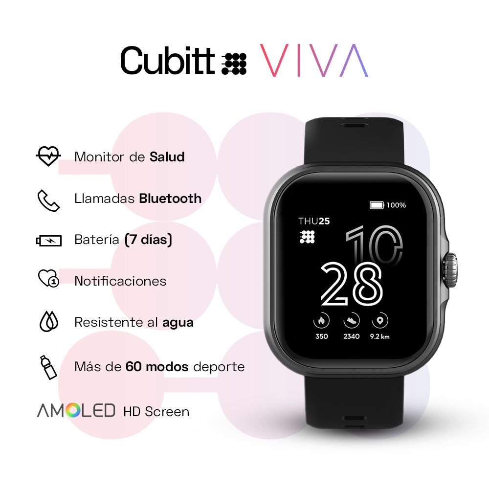 Reloj Digital Smartwatch Viva Negro Sport Unisex