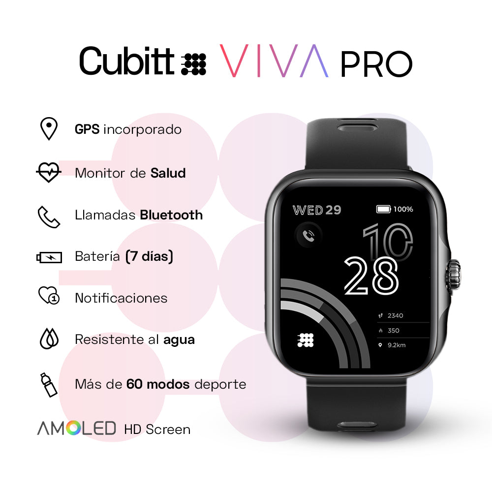 Reloj Digital Smartwatch Viva Pro Negro Sport Unisex