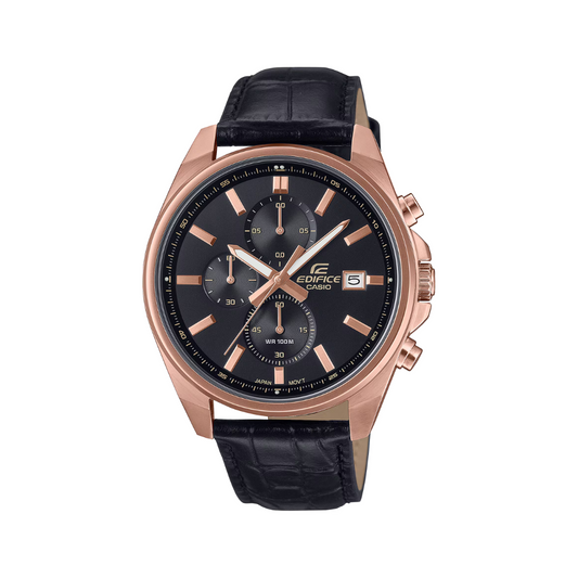 Reloj Análogo con Cronógrafo Deportivo Oro Rosa con Negro de Hombre