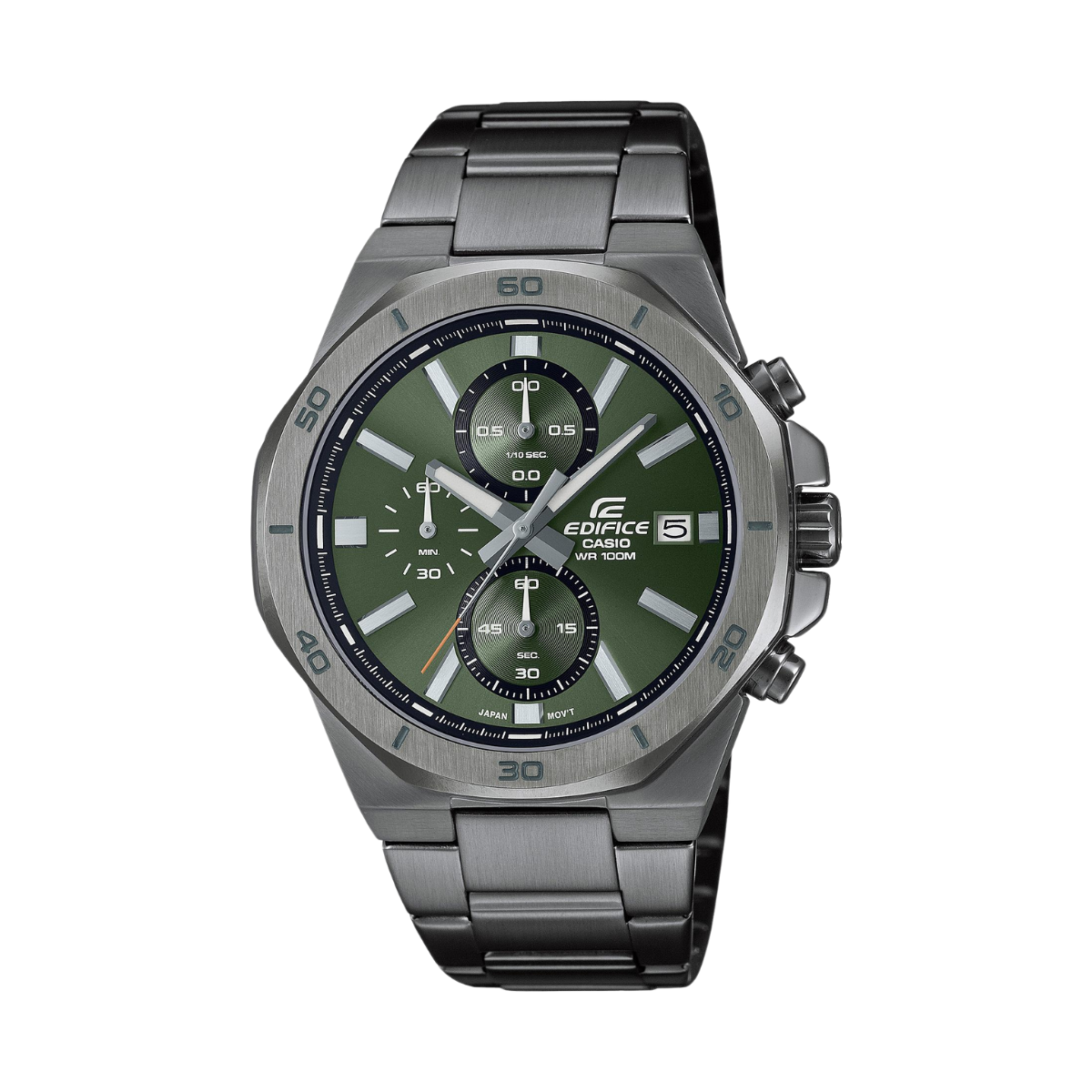 Reloj Análogo Octagonal Gunmetal Vintage Verde de Hombre