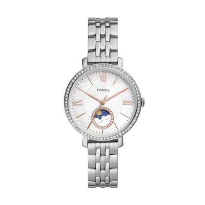 Reloj Análogo Jacqueline Moon Phase Ejecutivo Plateado de Mujer