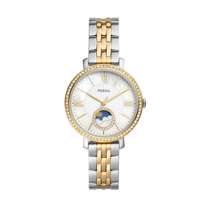 Reloj Análogo Jacqueline Sun Moon Ejecutivo Plateado de Mujer