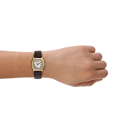 Reloj Análogo Clásico De Mujer Fossil Harlow Dorado, Crema Y Marrón