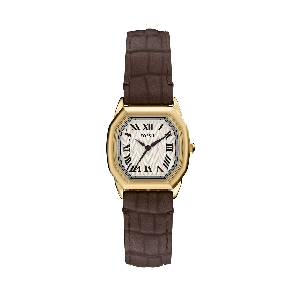Reloj Análogo Clásico De Mujer Fossil Harlow Dorado, Crema Y Marrón