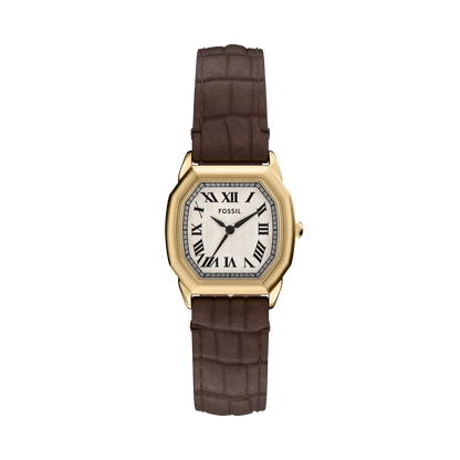 Reloj Análogo Clásico De Mujer Fossil Harlow Dorado, Crema Y Marrón