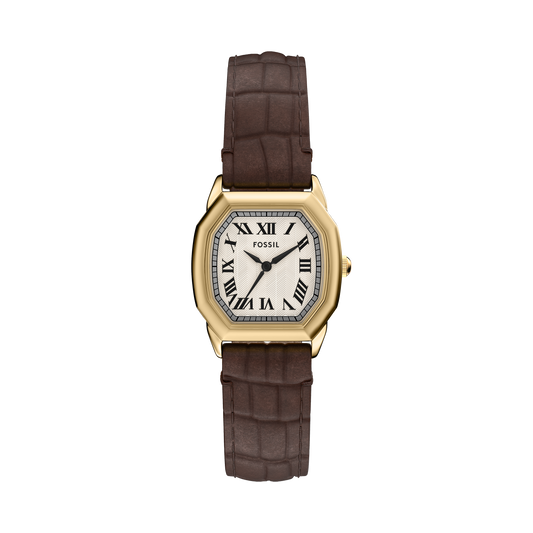Reloj Análogo Clásico De Mujer Fossil Harlow Dorado, Crema Y Marrón
