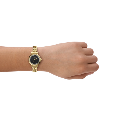 Reloj Análogo De Mujer Fossil Carlie Negro Y Dorado