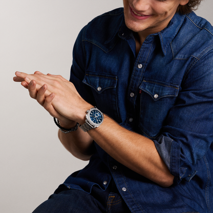 Reloj Análogo con Cronógrafo Casual Plateado de Hombre