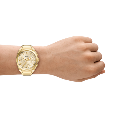 Reloj Análogo Cronógrafo De Hombre Fossil Everett Dorado