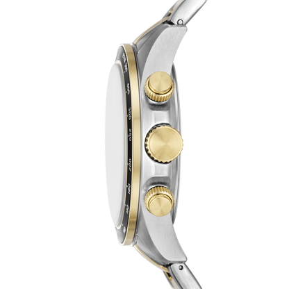Reloj Análogo Multifunción De Hombre Fossil Autocross Dorado Y Plateado