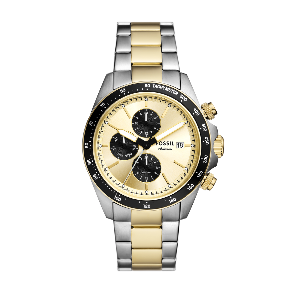 Reloj Análogo Multifunción De Hombre Fossil Autocross Dorado Y Plateado