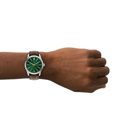 Reloj Análogo Multifunción De Hombre Fossil Pearson Verde, Marrón Y Plateado