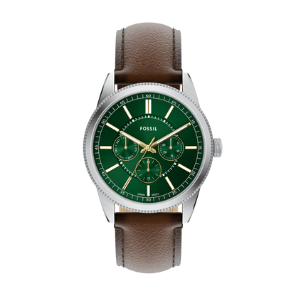 Reloj Análogo Multifunción De Hombre Fossil Pearson Verde, Marrón Y Plateado