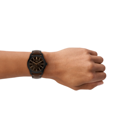 Reloj Análogo Multifunción De Hombre Fossil Pearson Negro, Marrón Y Plateado