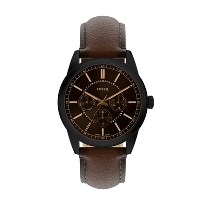 Reloj Análogo Multifunción De Hombre Fossil Pearson Negro, Marrón Y Plateado