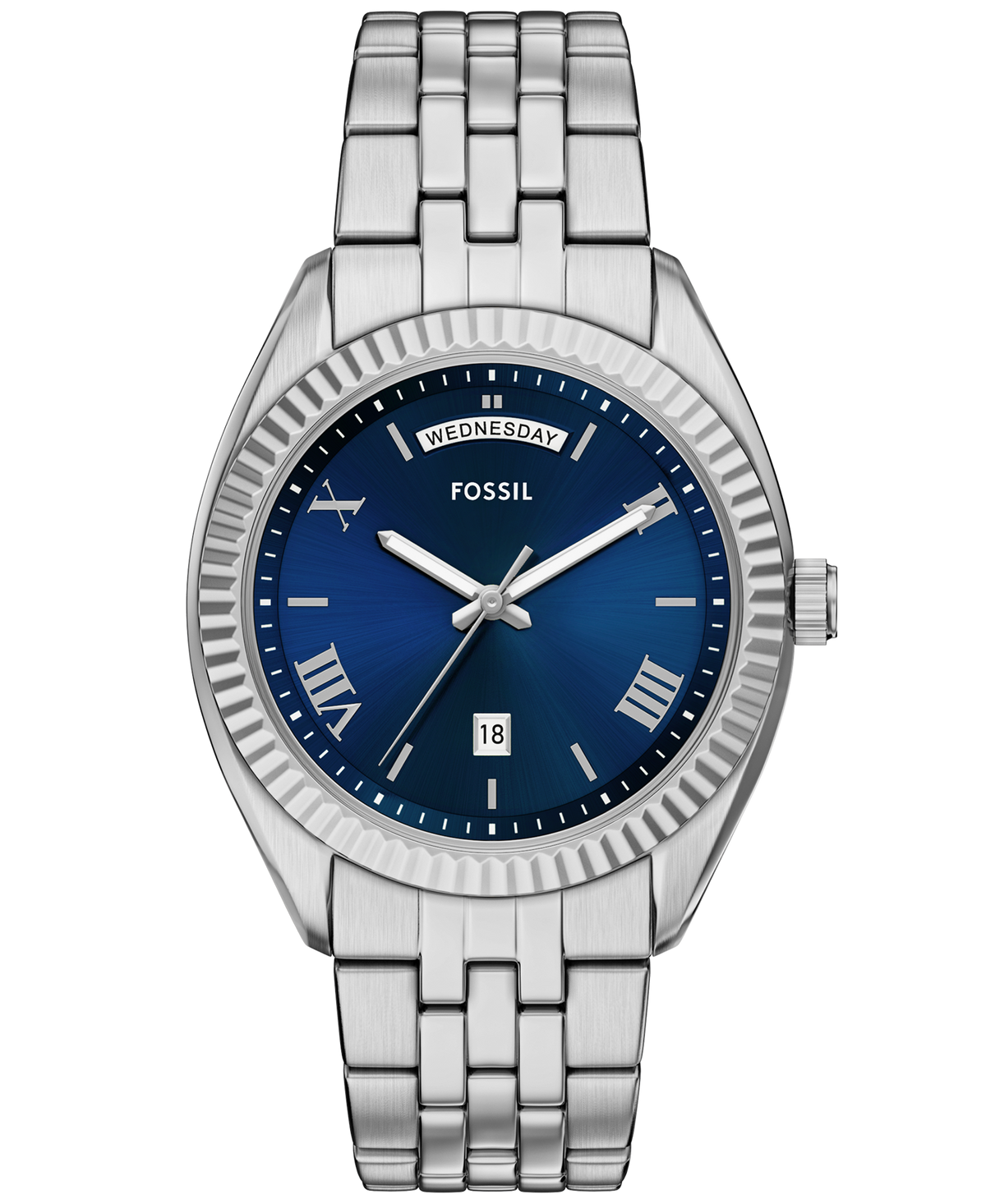 Reloj Análogo Clásico De Hombre Fossil Campbell Azul Y Plateado