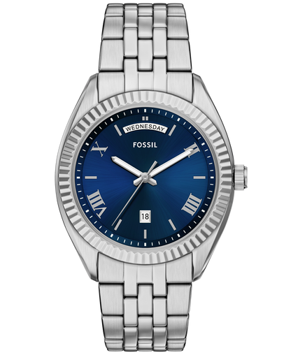 Reloj Análogo Clásico De Hombre Fossil Campbell Azul Y Plateado