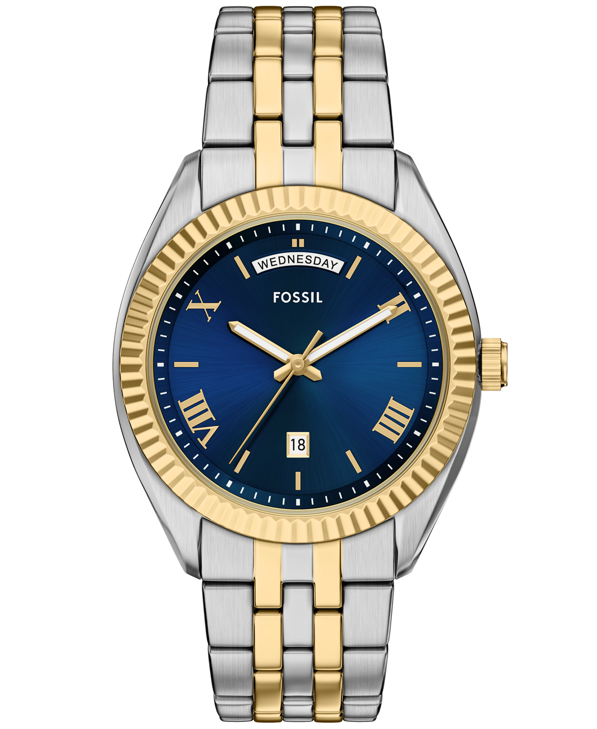 Reloj Análogo De Hombre Fossil Campbell Azul, Plateado Y Dorado