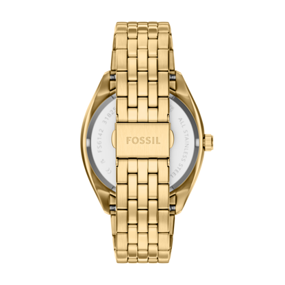 Reloj Análogo De Hombre Fossil Campbell Verde Y Dorado