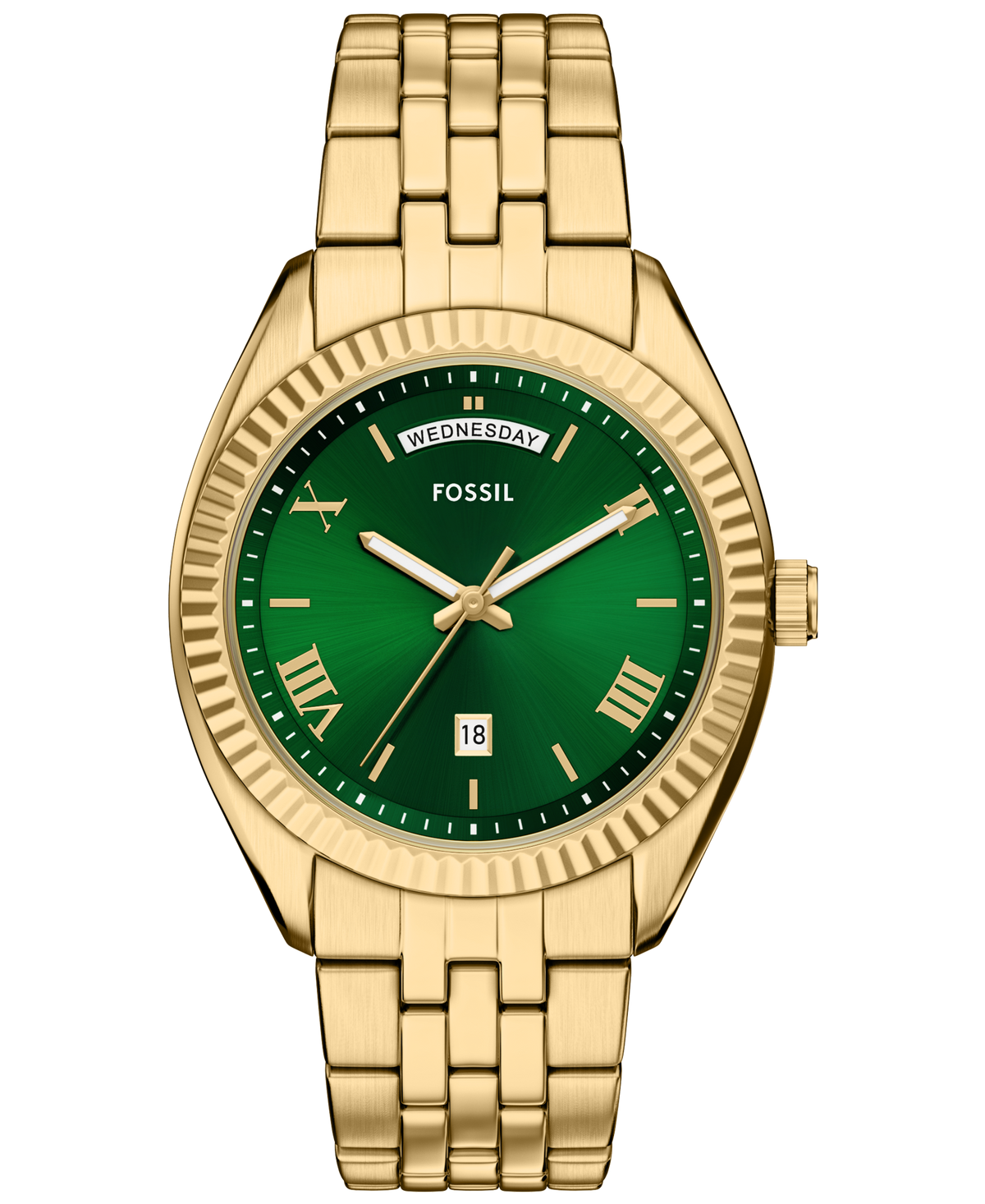 Reloj Análogo De Hombre Fossil Campbell Verde Y Dorado