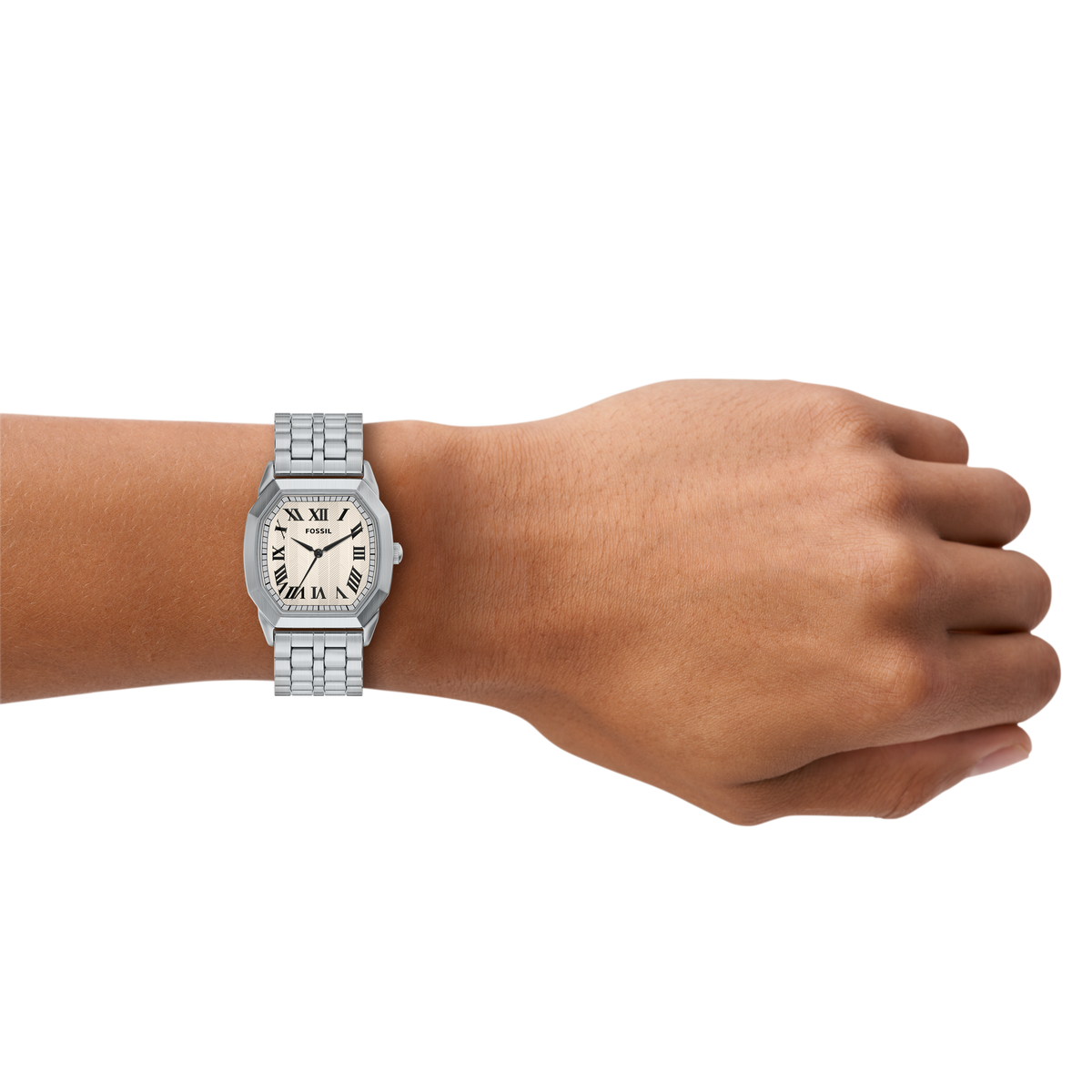 Reloj Análogo De Hombre Fossil Harlow Crema Y Plateado