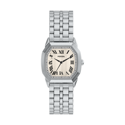 Reloj Análogo De Hombre Fossil Harlow Crema Y Plateado