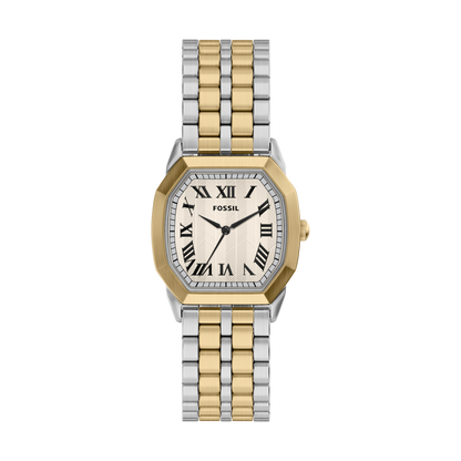 Reloj Análogo De Hombre Fossil Harlow Crema, Plateado Y Dorado