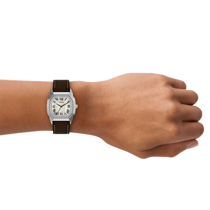 Reloj Análogo De Hombre Fossil Harlow Marrón, Crema Y Plateado