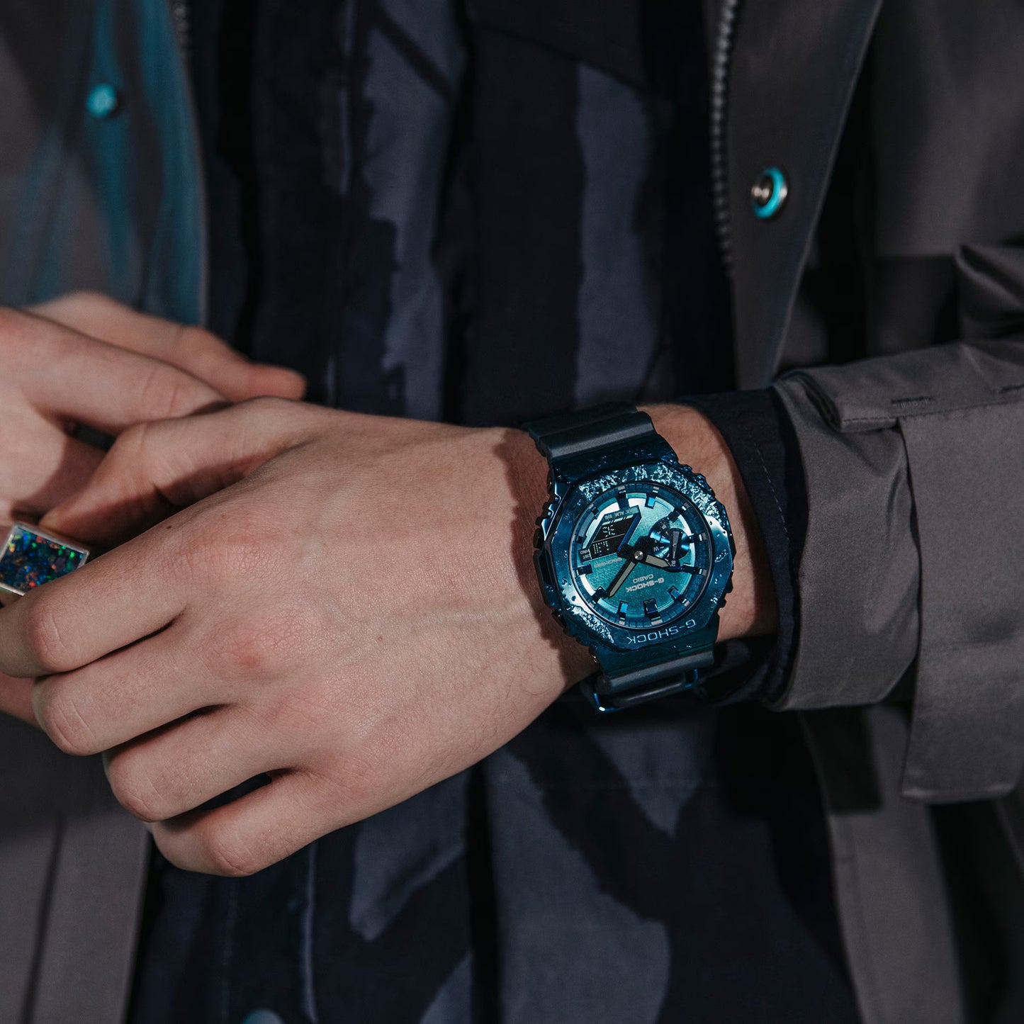 Reloj Análogo-Digital Octagon Metal Adventurer's Stone 40th Anniversary Casual Azul de Hombre