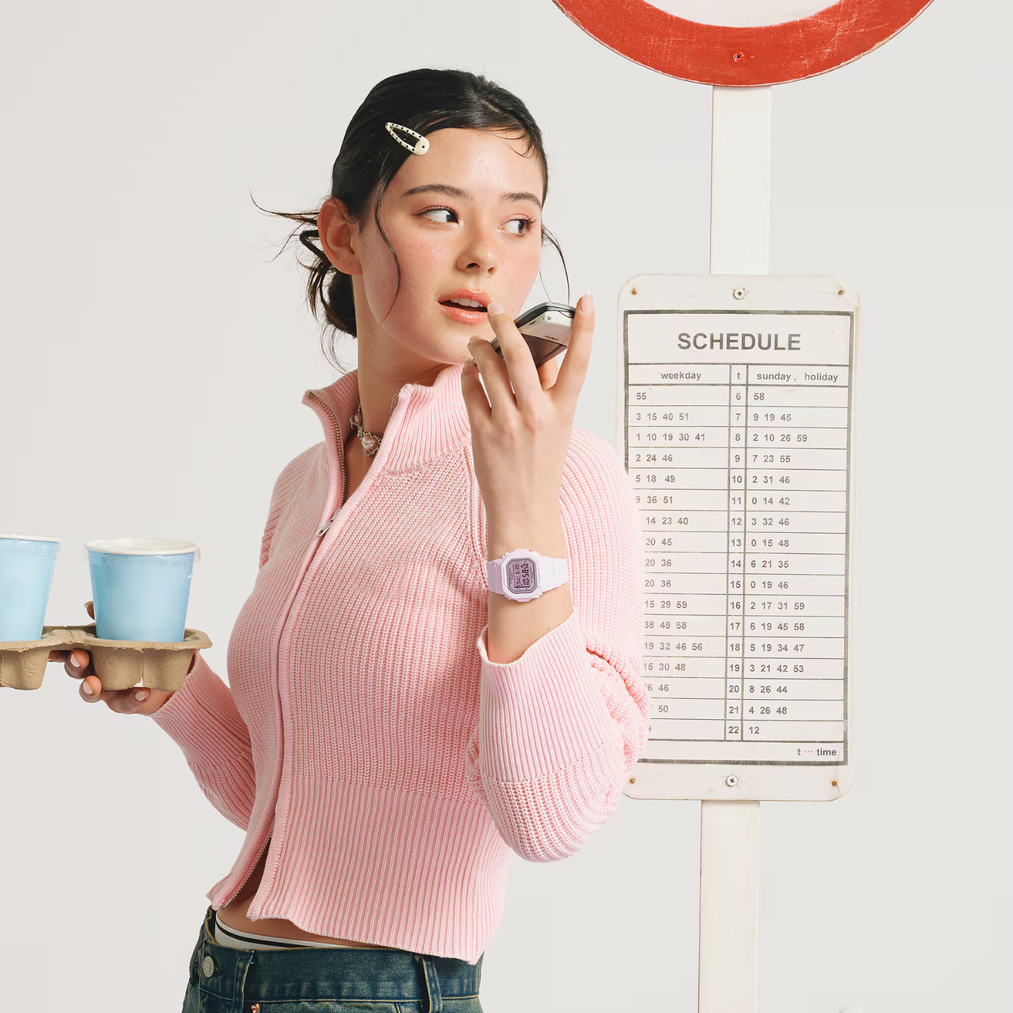 Reloj Digital Casual Rosado de Mujer