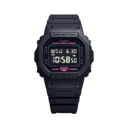 Reloj Digital Casual Edición Cinta Rosada Negro de Mujer