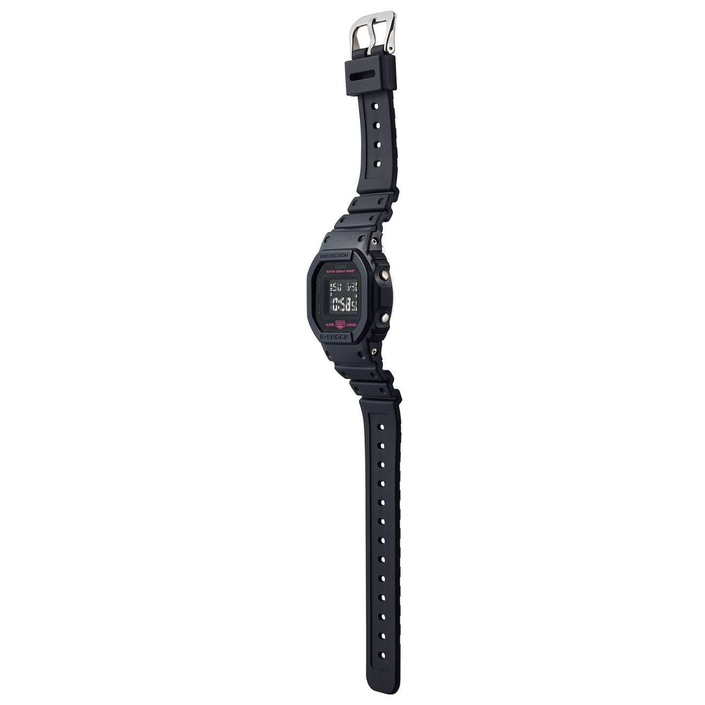 Reloj Digital Casual Edición Cinta Rosada Negro de Mujer