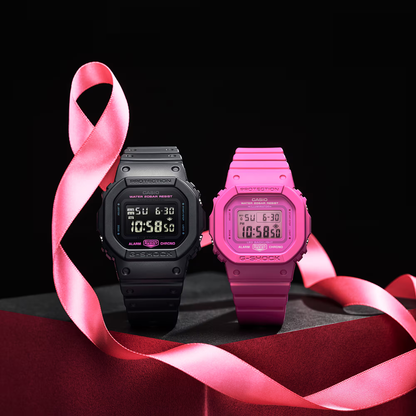 Reloj Digital Casual Edición Cinta Rosada Negro de Mujer