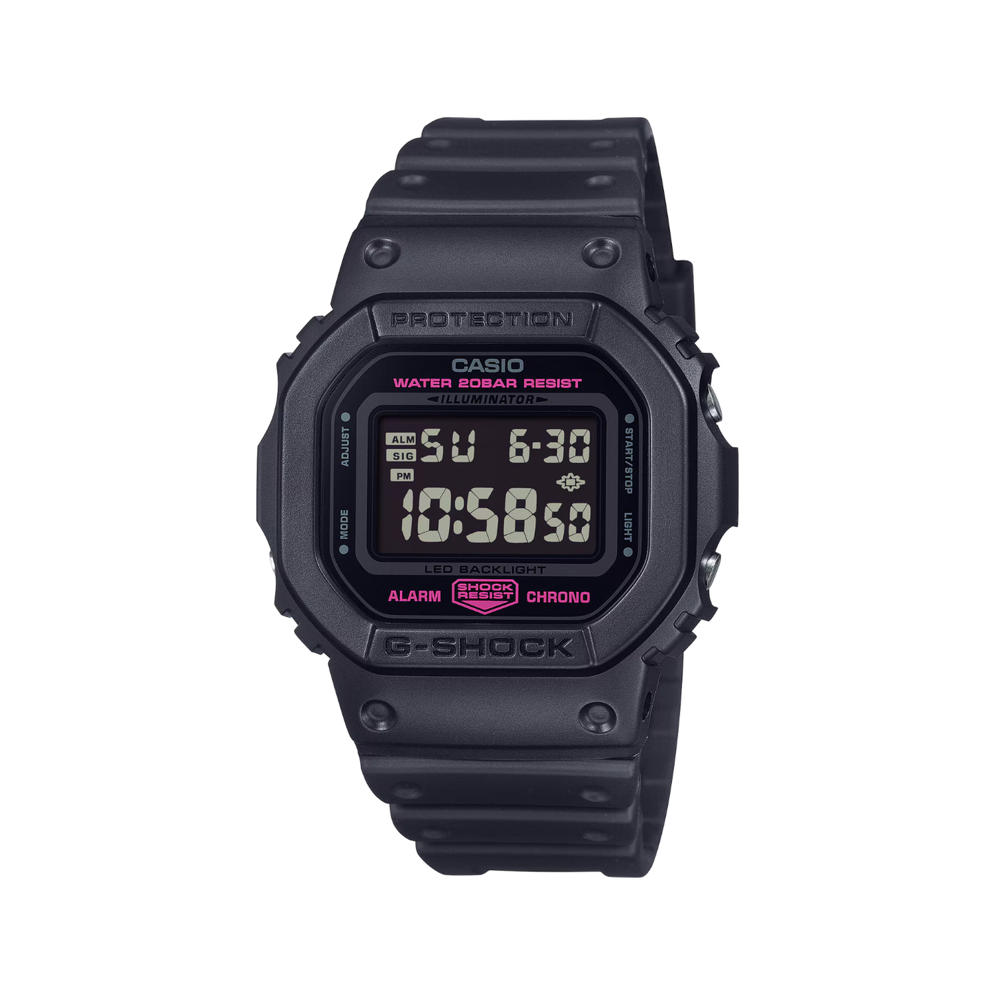 Reloj Digital Casual Edición Cinta Rosada Negro de Mujer