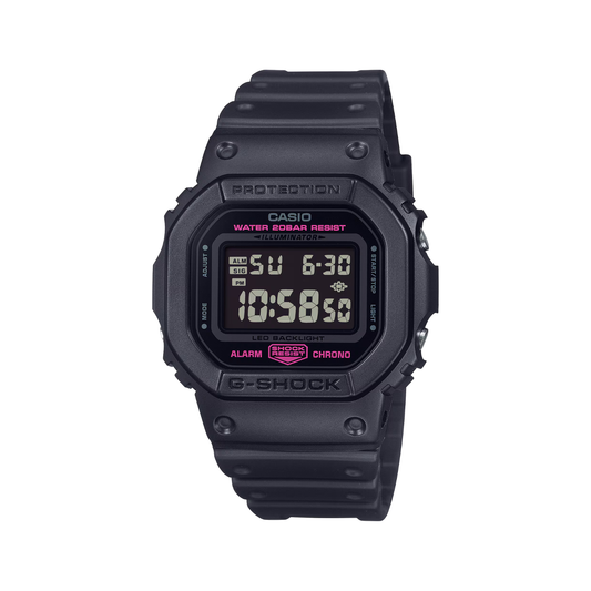 Reloj Digital Casual Edición Cinta Rosada Negro de Mujer