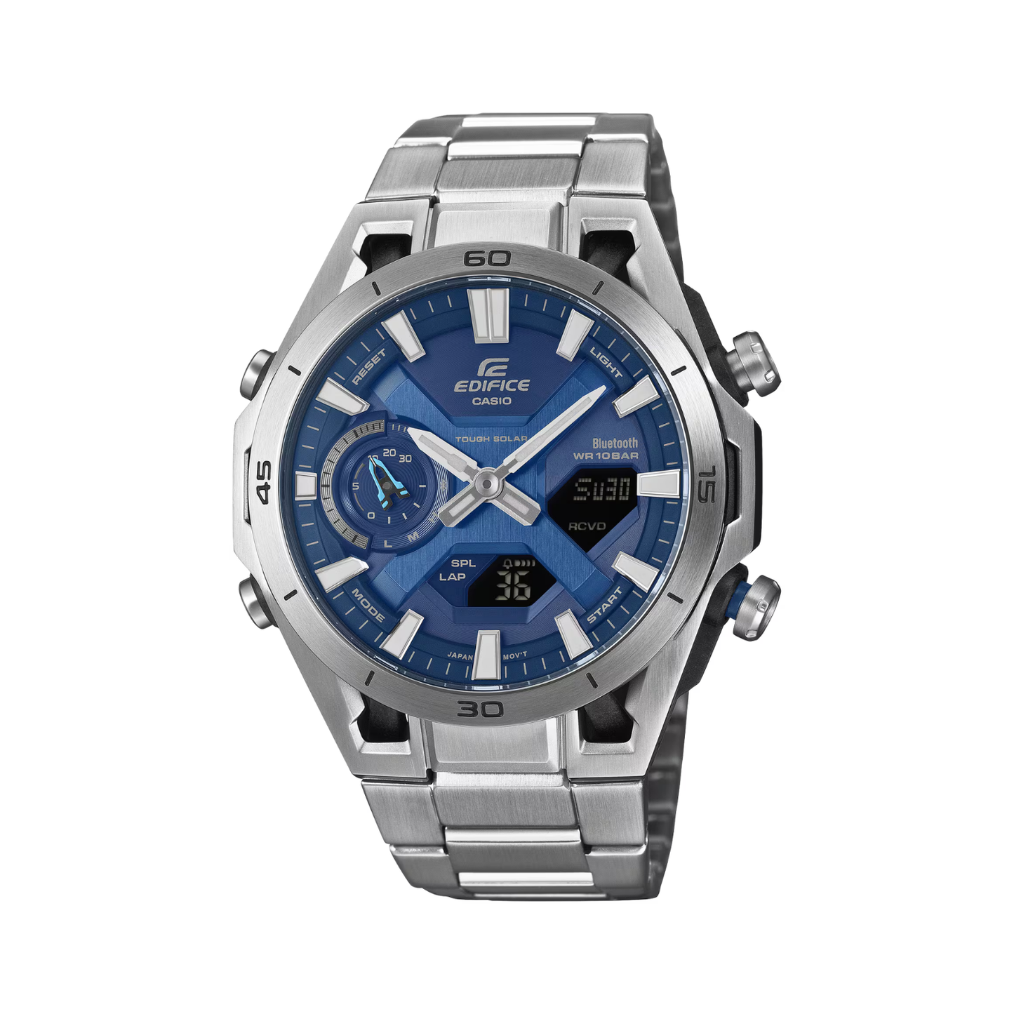 Reloj Análogo Digital Deportivo Serie Sospensione Plateado de Hombre