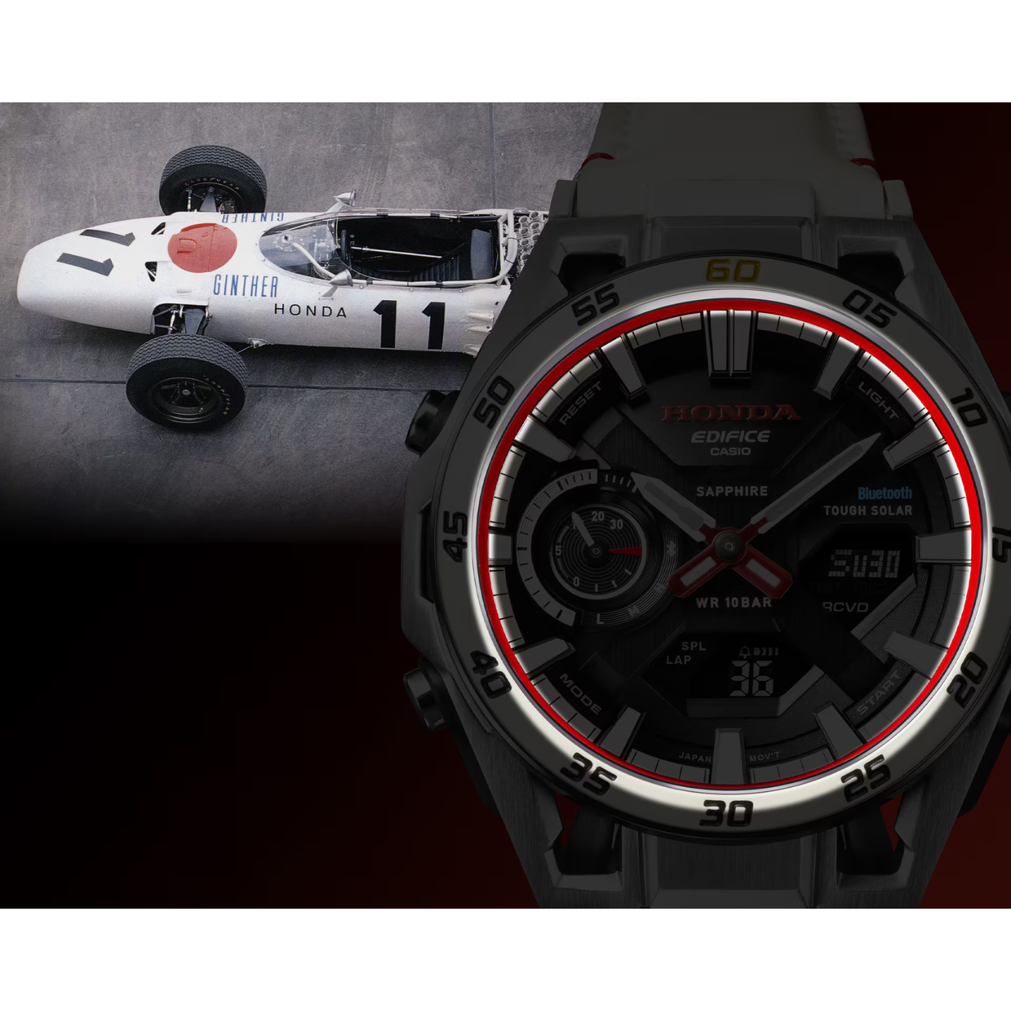 Reloj Análogo Digital Deportivo Honda Edición Especial del 60 Aniversario de la Primera Victoria en F1