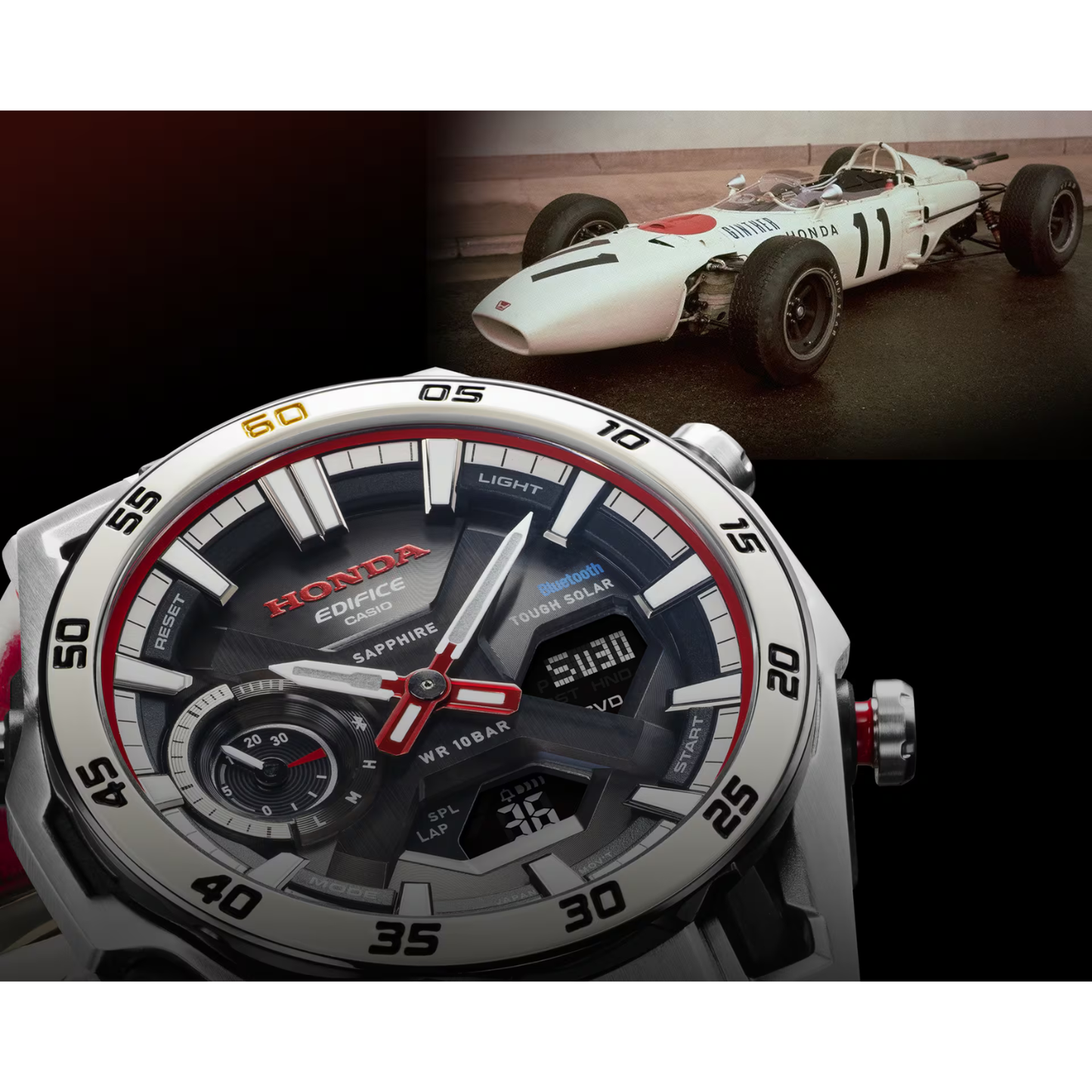 Reloj Análogo Digital Deportivo Honda Edición Especial del 60 Aniversario de la Primera Victoria en F1