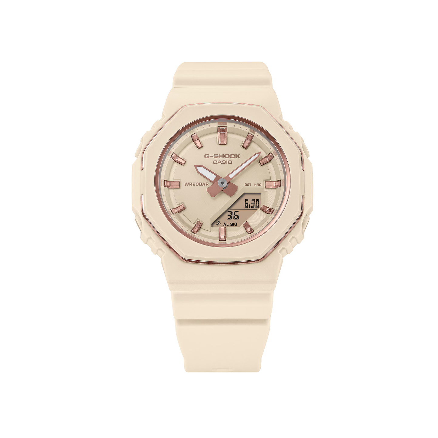 Reloj Análogo Digital Casual Beige Rosa de Mujer