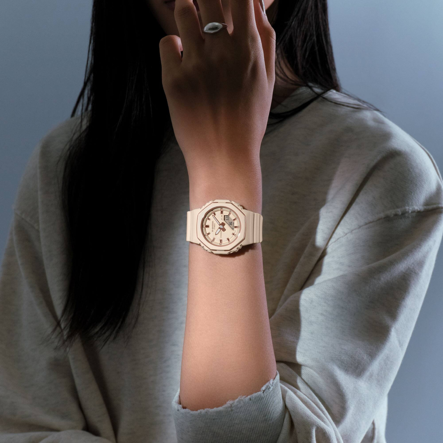 Reloj Análogo Digital Casual Beige Rosa de Mujer