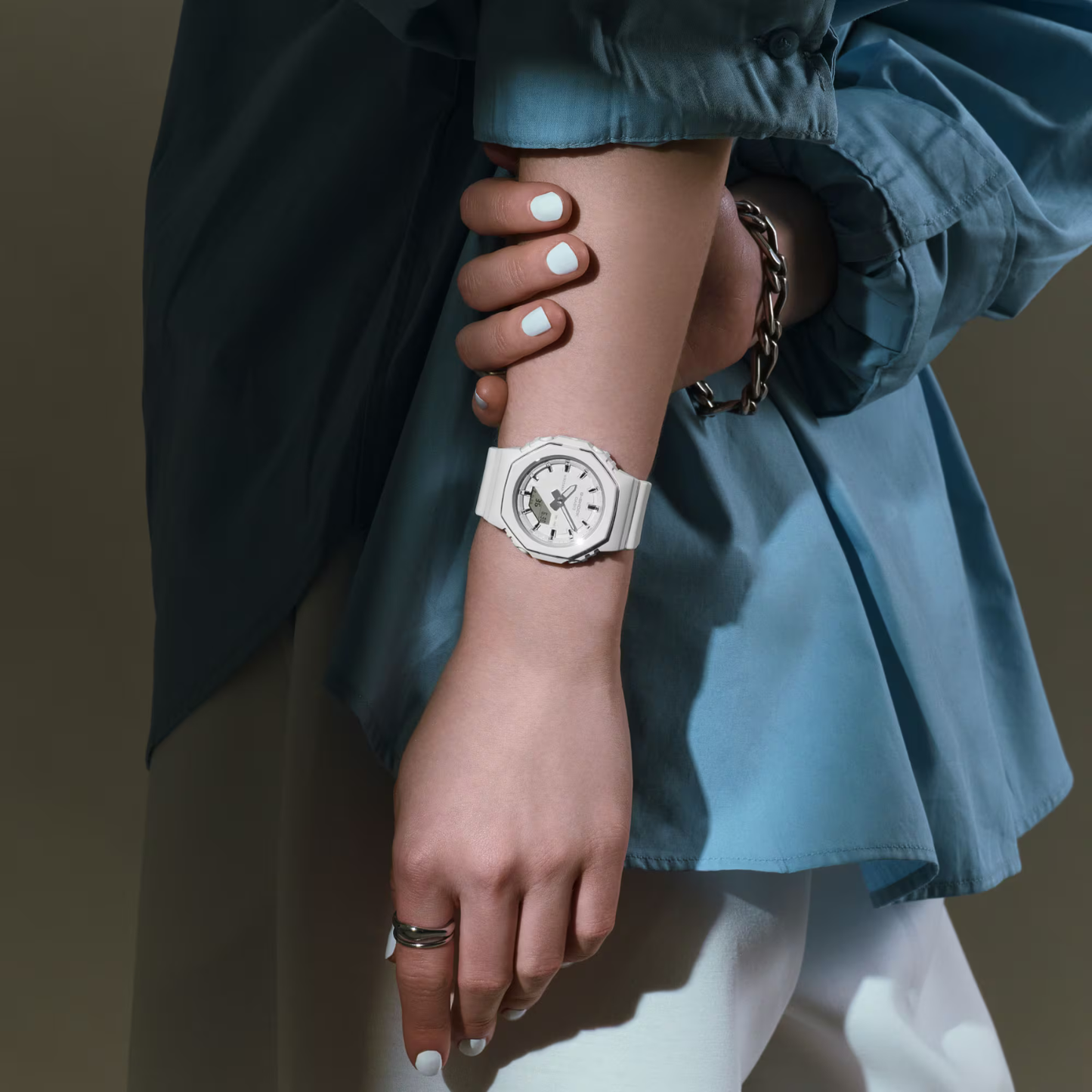 Reloj Análogo Digital Casual Blanco de Mujer