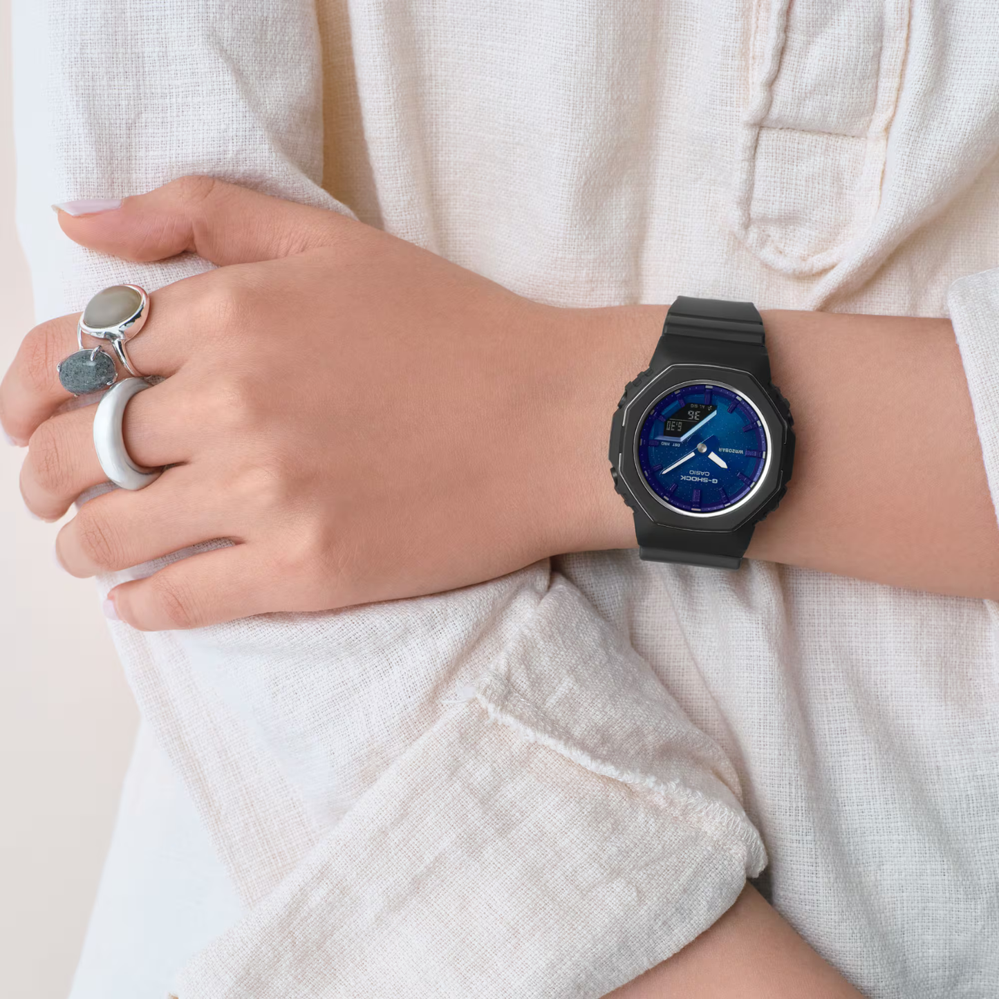 Reloj Análogo Digital Casual Negro de Mujer