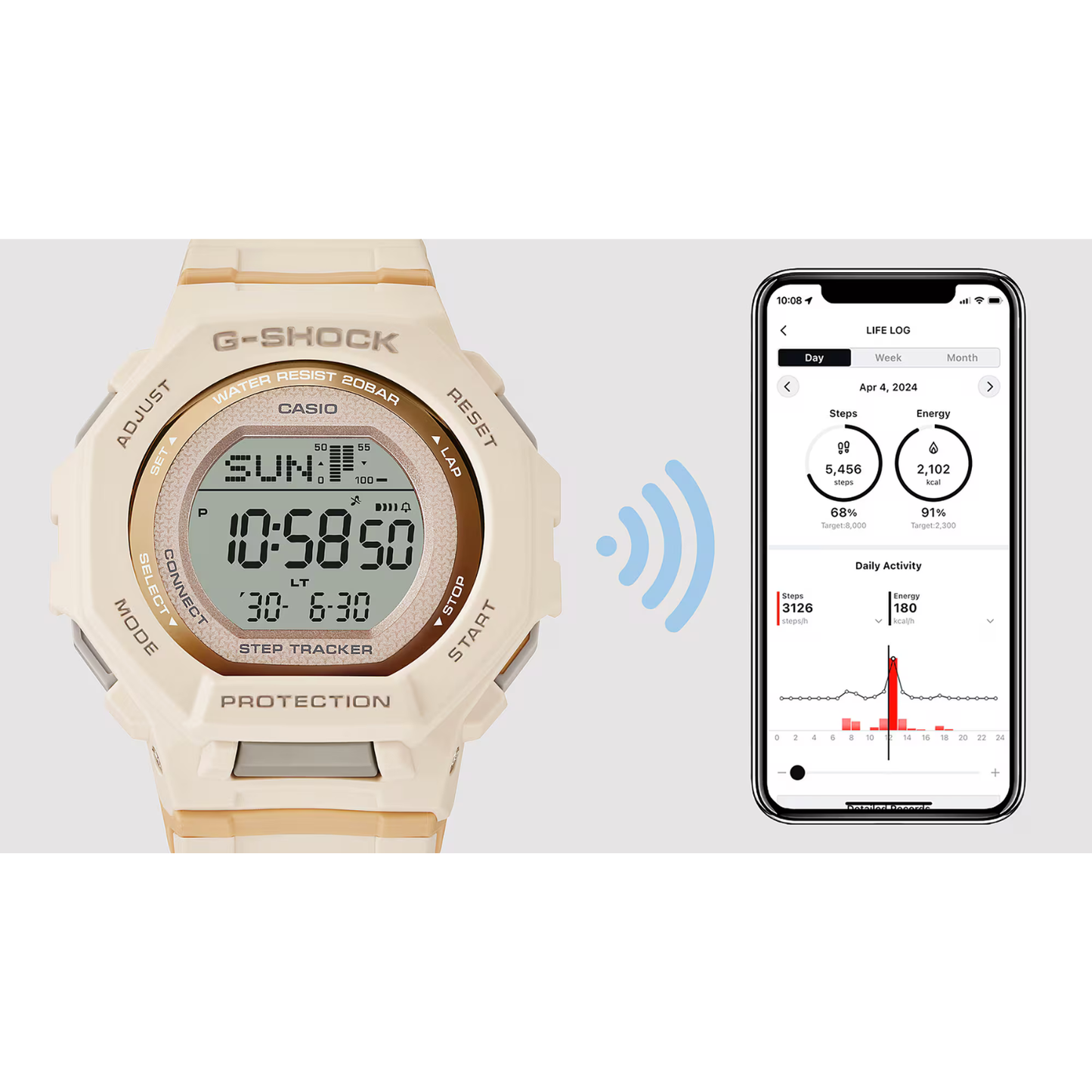 Reloj Digital Deportivo Beige de Mujer