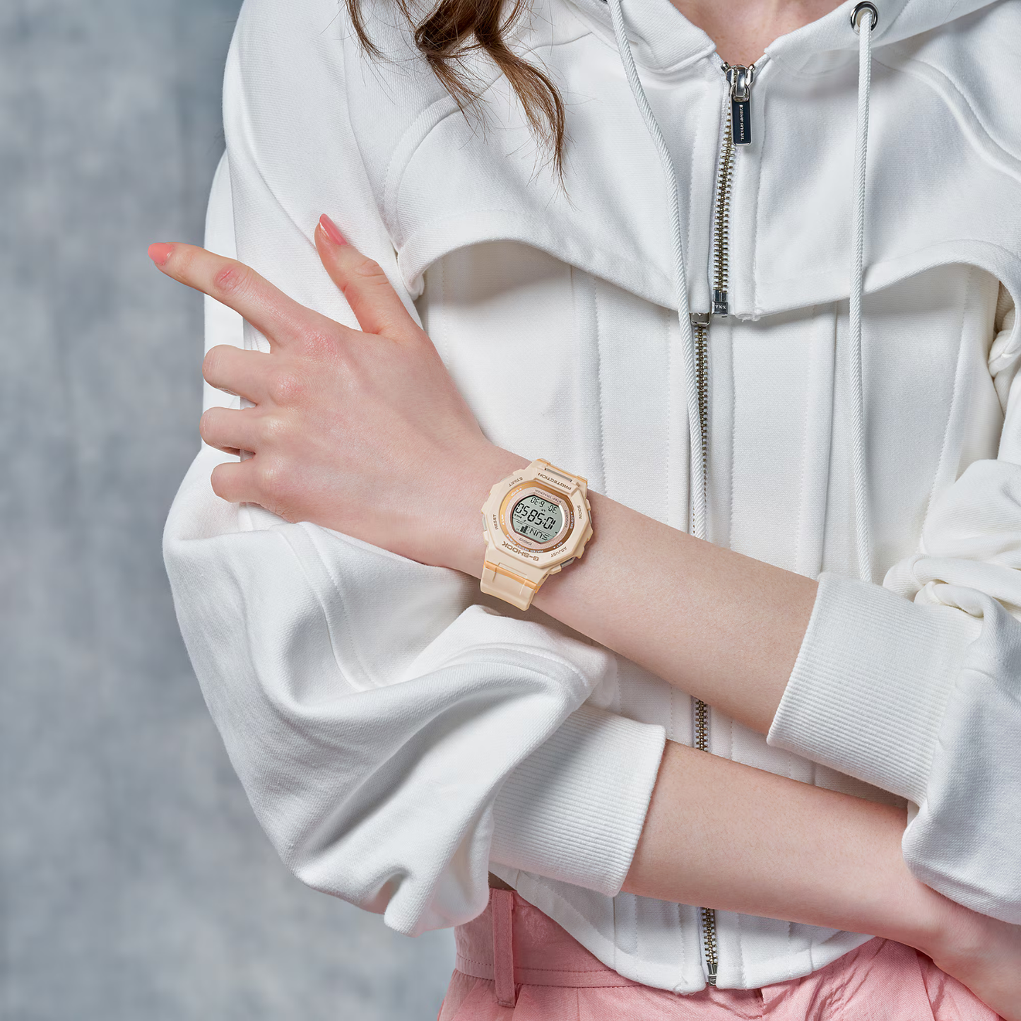 Reloj Digital Deportivo Beige de Mujer