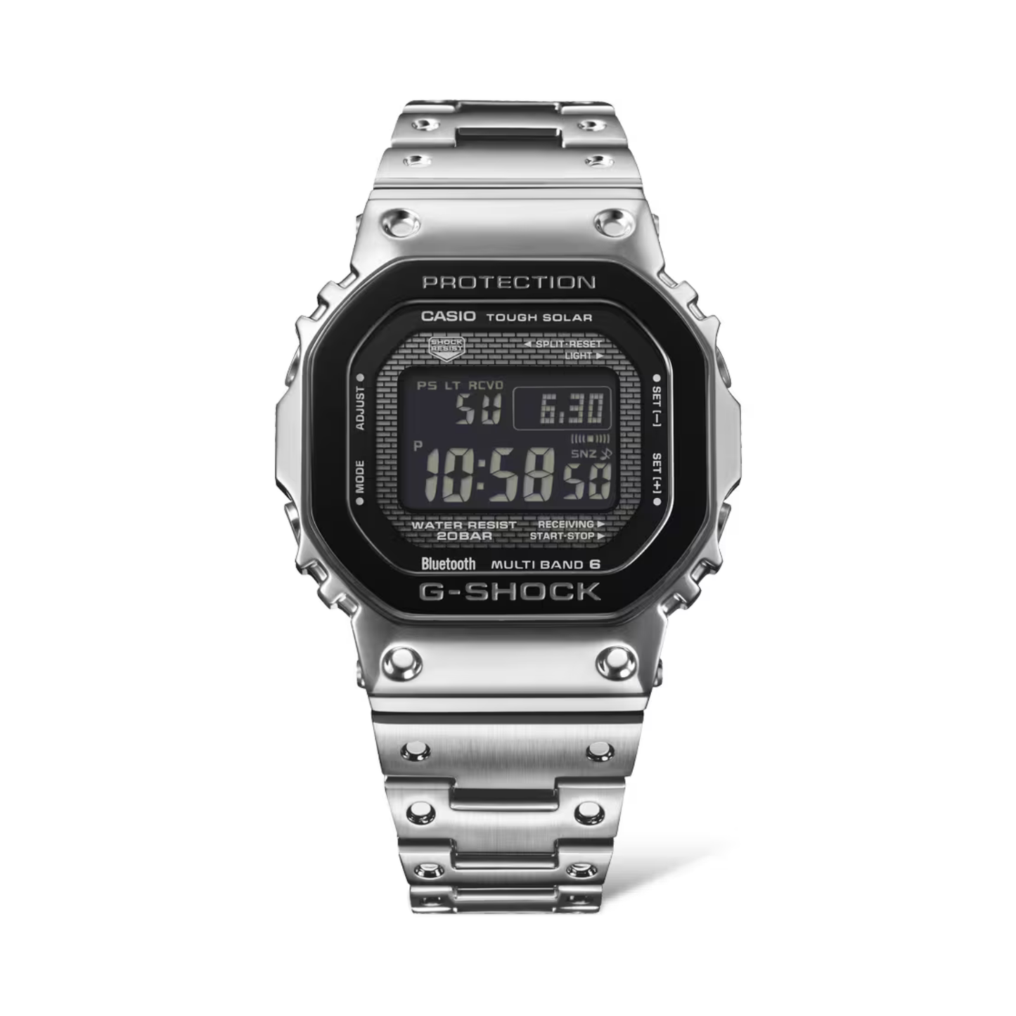 Reloj Digital Casual Tough Solar Plateado de Hombre